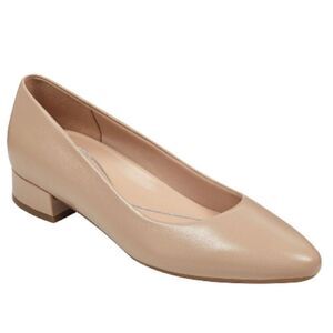 Easy Spirit Women's Caldise Slip-on Low Heel Dress Pump Shoes LITE LATTE LEATHER